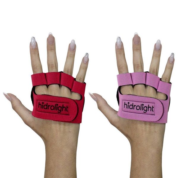 Kit 2 Pares de Palmar para Musculação Hidrolight Mini Palma M / Vermelho/Rosa