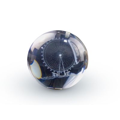 Luminária Abajur Globo Roda Gigante LED USB Enfeite Decorativo Esfera de Vidro 3D Base de Madeira