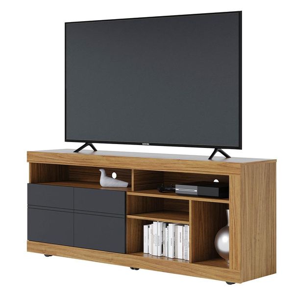 Rack para Sala Bancada de TV 65 Pol. 160cm Najara C05 Noce Milano/Preto Fosco - Mpozenato