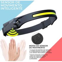 Lanterna Fita Led Cabeça Com Sensor de Movimento Liga Desliga - Camping Pesca Caça Bike