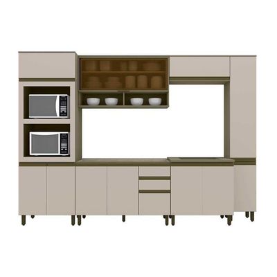 Kit De Cozinha 8Pçs (2 Armários + 2 Balcões + 2 Paneleiros + 2 Complementos) C8p07 Duna/cristal