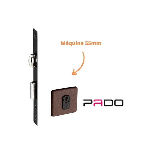 FECHADURA ROLETE PORTA PIVOTANTE PADO CORTEN MARROM MÁQUINA 55MM 471 QUADRADA CT