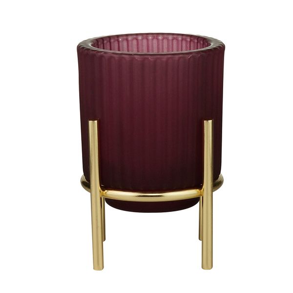 Castiçal Vidro Royal 9x11cm Vermelho Marsala
