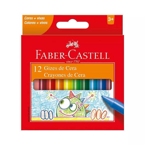 Giz Cera Faber-Castell Fino 12 Cores Vibrantes