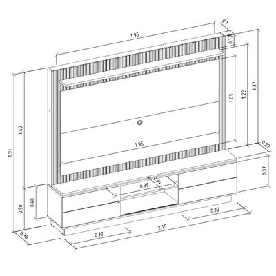 Estante Home 215cm Valdivia para Tv até 75 Nature/Off White G77 - Gran Belo
