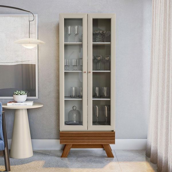 Cristaleira Decorativa Sala de Jantar Inari Off White/Freijó G77 - Gran Belo Cristaleira Decorativa Sala de Jantar Inari Off White/Freijó G77 - Gran Belo