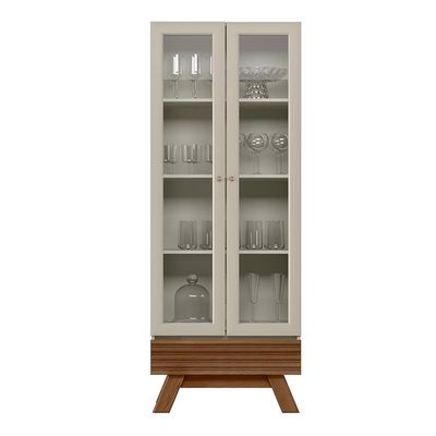 Cristaleira Decorativa Sala de Jantar Inari Off White/Freijó G77 - Gran Belo