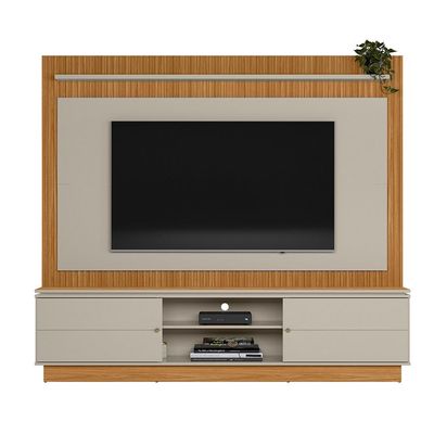 Estante Home 215cm Valdivia com LED para Tv até 75 Nature/Off White G77 - Gran Belo