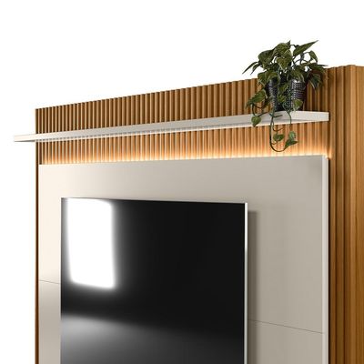 Estante Home 215cm Valdivia com LED para Tv até 75 Nature/Off White G77 - Gran Belo