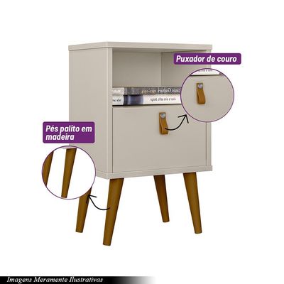 Mesa de Cabeceira com Gaveta Ilhéus Off White G77 - Gran Belo