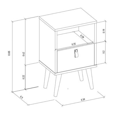 Mesa de Cabeceira com Gaveta Ilhéus Off White G77 - Gran Belo