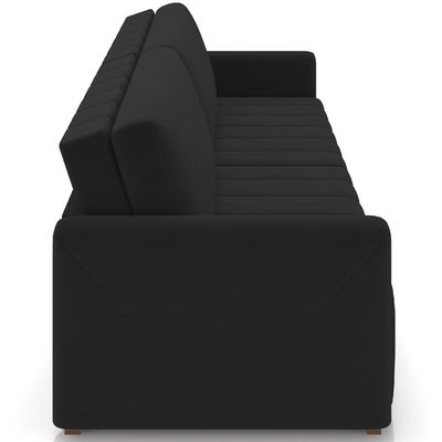 Sofá Cama Retrátil para Sala de Estar 192cm Porthos M03 Veludo Preto - Lyam Decor