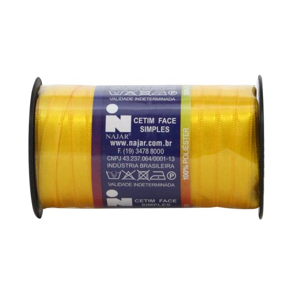 Fita de Cetim Nº01 7mm Carretel com 100m Amarelo Ouro