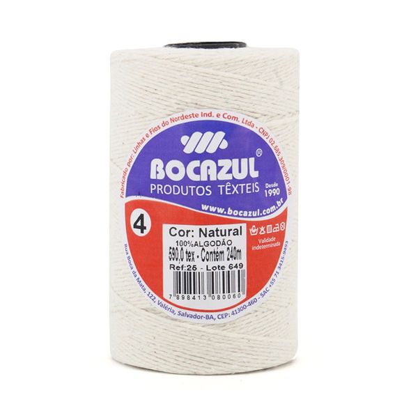 Barbante Bocazul Tubete Natural 4/4 25 240m Cru