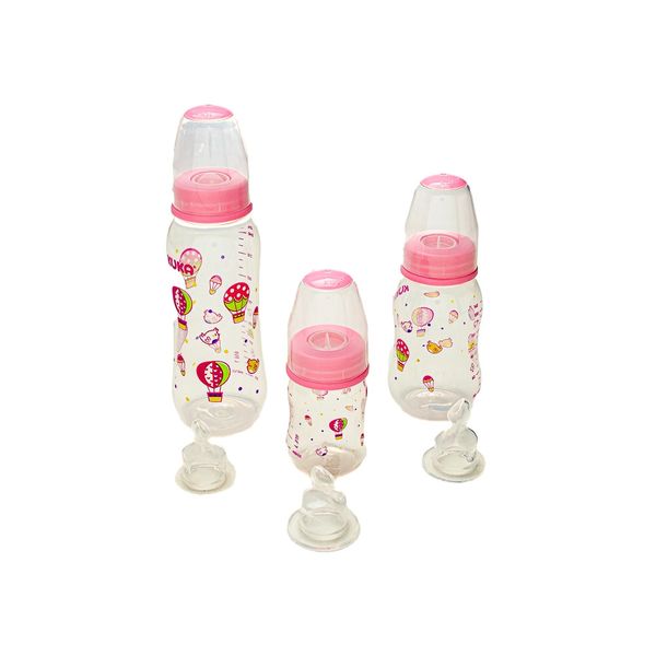 Kit Mamadeira Kuka Natural Color Ortodôntica Rosa com 3 Unidades