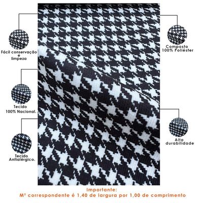 Tecido Estampado Suede Pied Poule Poltrona Cabeceira Estofados Decoração T02 Metro - Lyam Decor