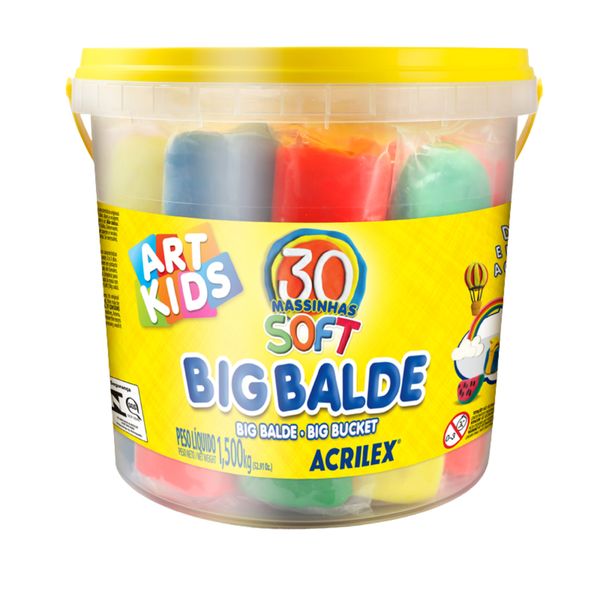 Massa Para Modelar Big Balde 30 Massinhas Art Kids - Acrilex