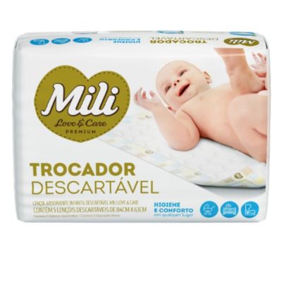TROCADOR Descartável (Lençol Absorvente) MILI Love &amp; Care   1 Pacote com 5 unidades