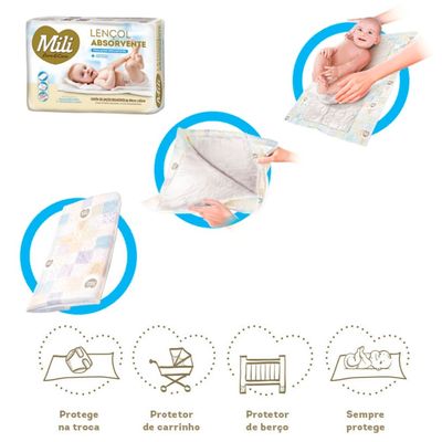 TROCADOR Descartável (Lençol Absorvente)   MILI Love &amp; Care   5 Pacotes com 5 unidades