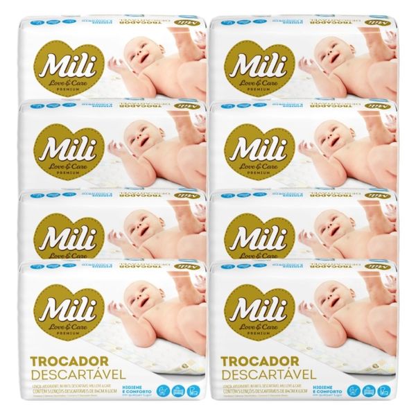 Trocador Descartável Lençol Absorvente Mili Love & Care 8 Pacotes com 5 (Total 40 lençóis) Trocador Descartável Lençol Absorvente Mili Love & Care 8 Pacotes com 5 (Total 40 lençóis)