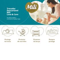 Trocador Descartável  Lençol Absorvente Mili Love & Care  8 Pacotes com 5  (Total 40 lençóis)