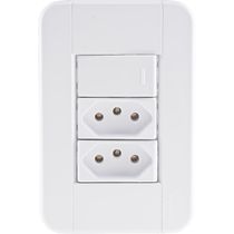 Conjunto 4x2 com 1 Interruptor Simples 10 A 250 V e 2 Tomadas 2P+T 10 A 250 V Tramontina Tablet Branco
