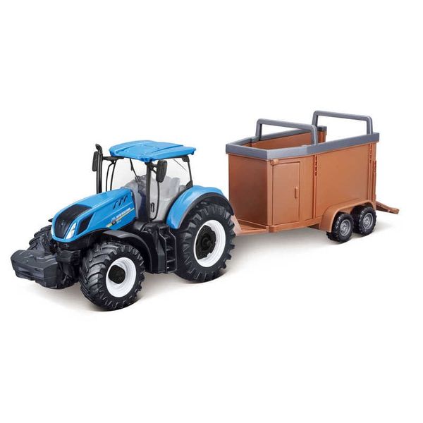Miniatura - Trator - T7.315 Tractor Livestock Trailer - New Holland - 1:32 - Bburago Farm BUR31656