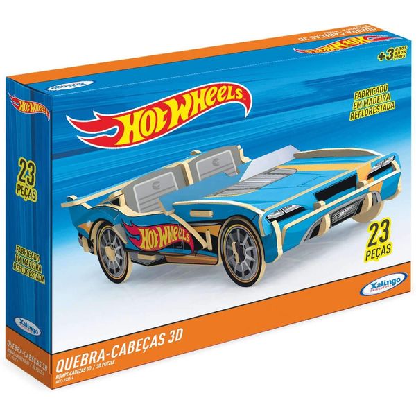 Quebra-Cabeça 3d - Hot Wheels - Em Madeira - Xalingo XAL22554 Quebra-Cabeça 3d - Hot Wheels - Em Madeira - Xalingo XAL22554