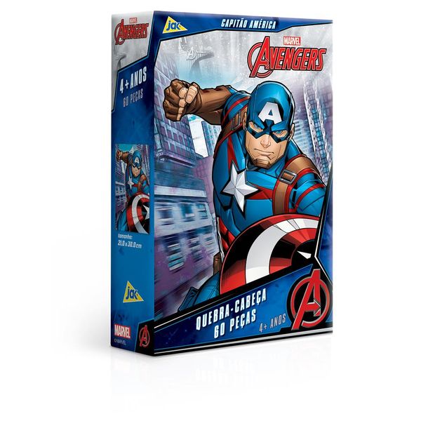 Quebra Cabeça - 60 peças - Marvel - Vingadores - Capitão América - Toyster TOYS2684