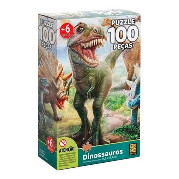 Quebra Cabeça - Dinossauros - 100 peças GROW02660 Quebra Cabeça - Dinossauros - 100 peças GROW02660