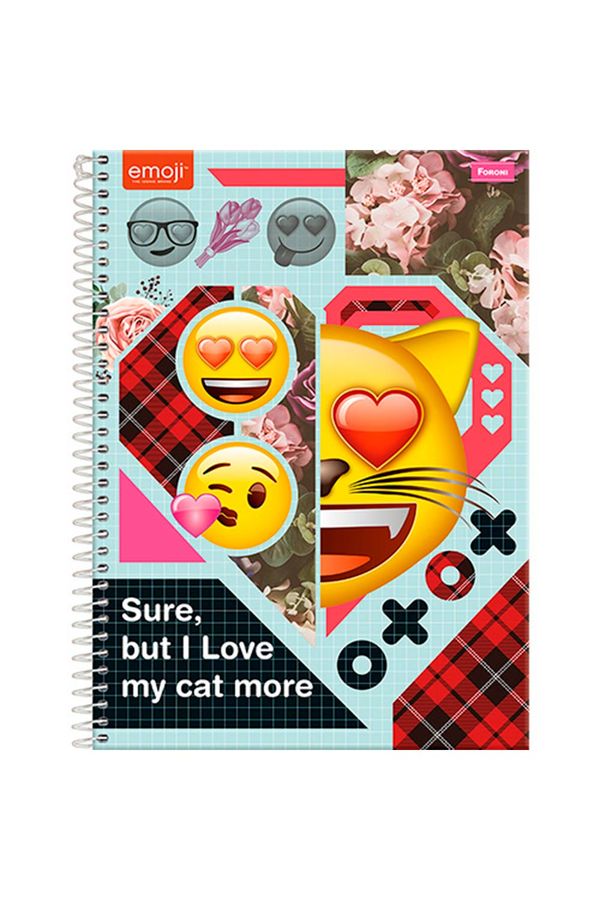 Caderno Universitário Foroni Espiral Capa Dura Emoji Love 1 Matéria Capas Diversas - Item Sortido