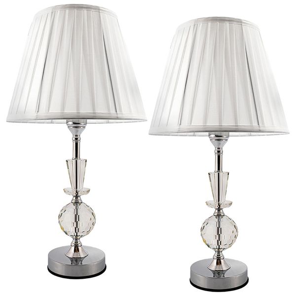 Kit Abajur Cristal Vidro Toque 2 Peças Mesa Decoração Sala Quarto com Cúpula Drapeada 50cm Ref. 834