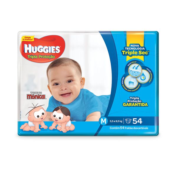 Fralda Descartável Huggies Tripla Proteção Tamanho M com 54 Unidades