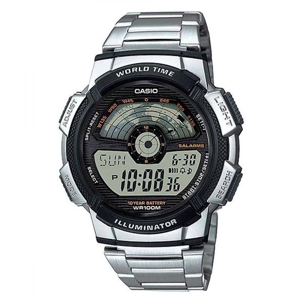 Relógio Casio Masculino Ref:Ae-1100wd-1avdf Prateado World Time