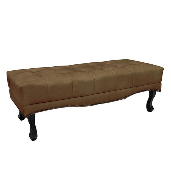 Recamier Decorativo 160cm Loewe Suede Pés de Madeira Caramelo - Gran Belo