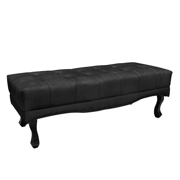 Recamier Decorativo 160cm Loewe Suede Pés de Madeira Preto - Gran Belo