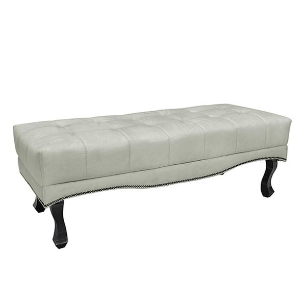 Recamier Decorativo 160cm Loewe Veludo Pés de Madeira Prata - Gran Belo