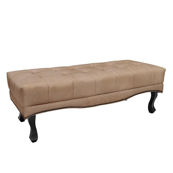 Recamier Decorativo 160cm Loewe Suede Pés de Madeira Bege - Gran Belo