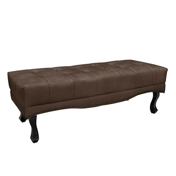 Recamier Decorativo 160cm Loewe Veludo Pés de Madeira Marrom - Gran Belo