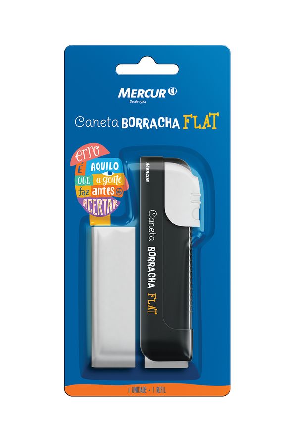 Caneta Borracha Mercur Flat e Refil Preta