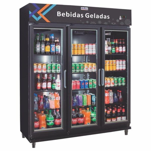 Cervejeira Vertical 3 Portas De Vidro Rf022b Frilux Expositor 1100 Litros All Black 220v