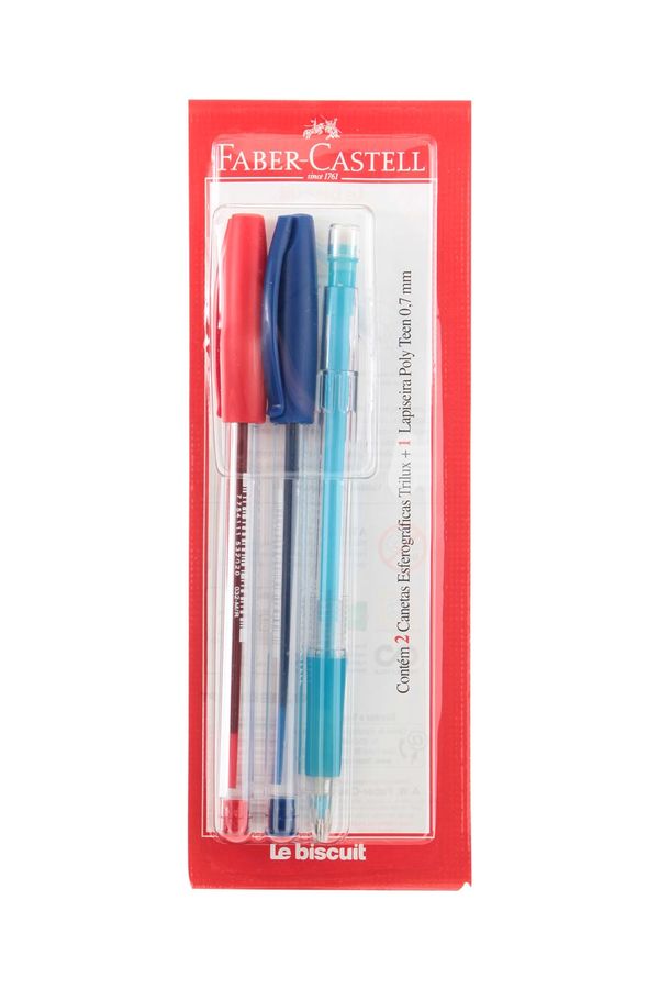 Kit Escrita Faber-Castell 2 Canetas Trilux 1.0mm e Lapiseira Poly Teen