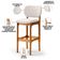 Kit 2 Banquetas Alta Bar Cozinha Sala Jantar Fixa Betta L02 Imbuia Linho Cru - Lyam Decor