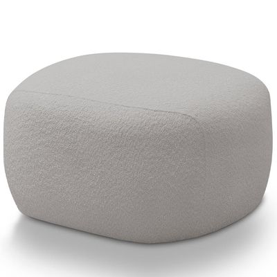 Puff Decorativo Orgânico Para Sala de Estar Living Barolo L06 Bouclê Cinza - Lyam Decor