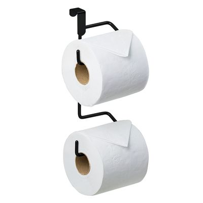 Porta Papel Higiênico para Caixa de Descarga Suporte para Dois Rolos Sem Furo Preto