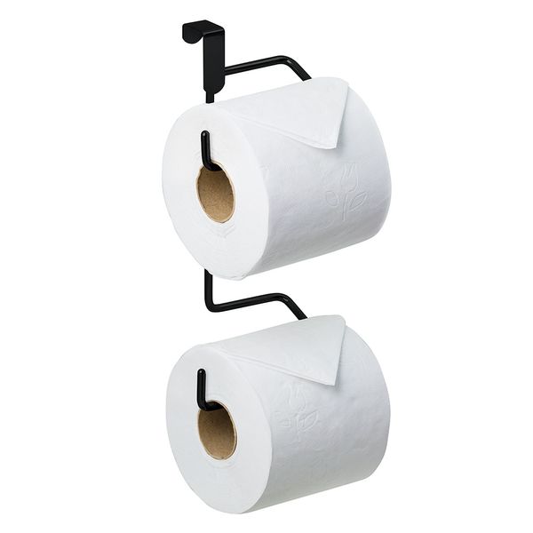 Porta Papel Higiênico para Caixa de Descarga Suporte para Dois Rolos Sem Furo Preto Porta Papel Higiênico para Caixa de Descarga Suporte para Dois Rolos Sem Furo Preto