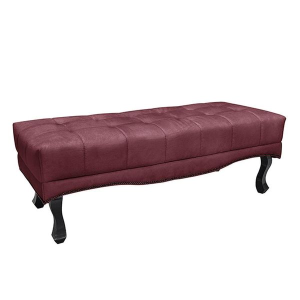 Recamier Decorativo 160cm Loewe Veludo Pés De Madeira Vinho