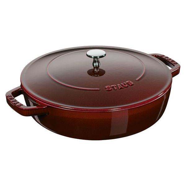 CAÇAROLA STAUB REDONDA BAIXA CHISTERA FERRO FUNDIDO 28 CM - Vermelho Granada