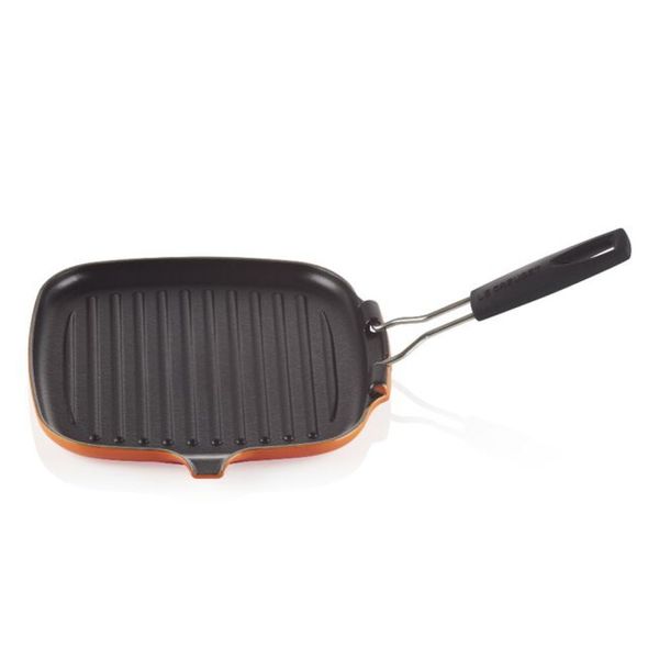 GRELHA QUADRADA LE CREUSET C/ ALÇA REMOVÍVEL LARANJA 20054000900400