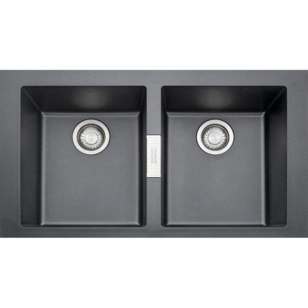 CUBA FRANKE DUPLA SOBREPOR SIRIUS  86X51X20CM TECTONITE CARBONO 16781